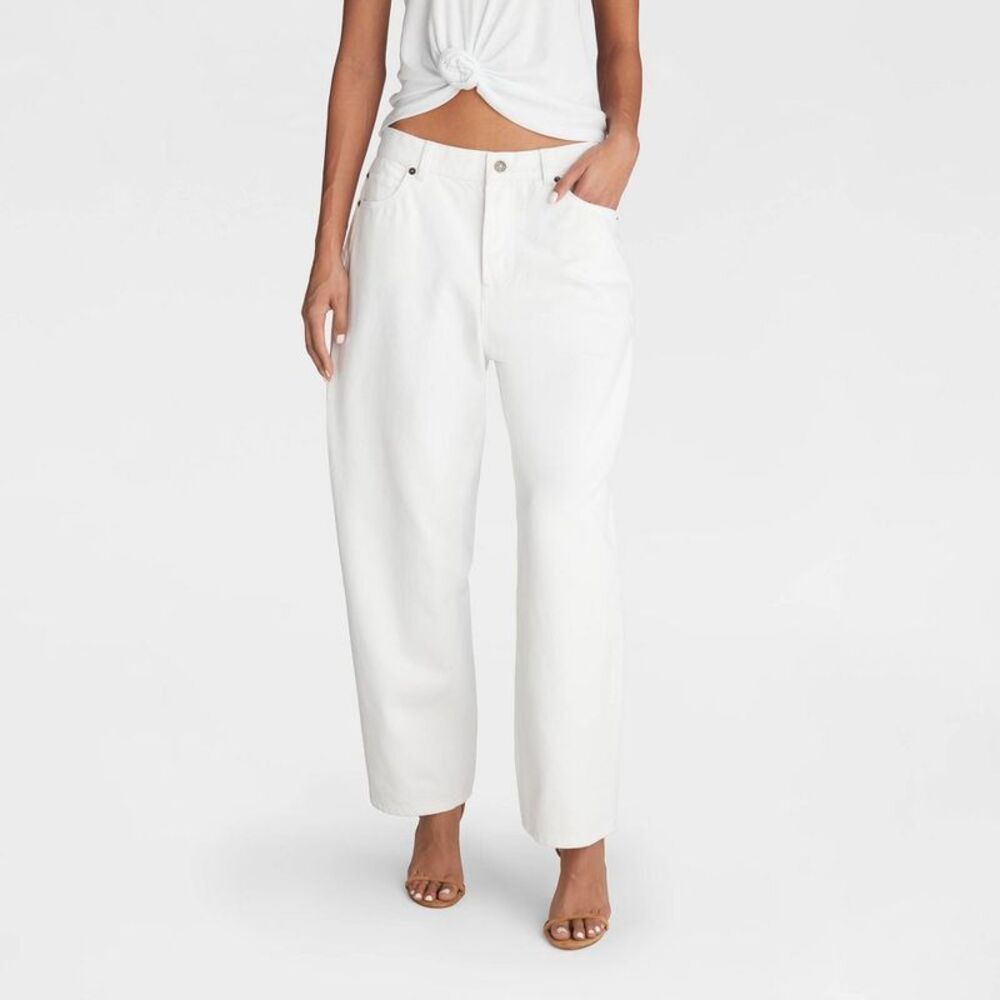 KBB by KAHLANA Women's Mid-Rise 'The Vintage Straight Leg Jeans' - White 12